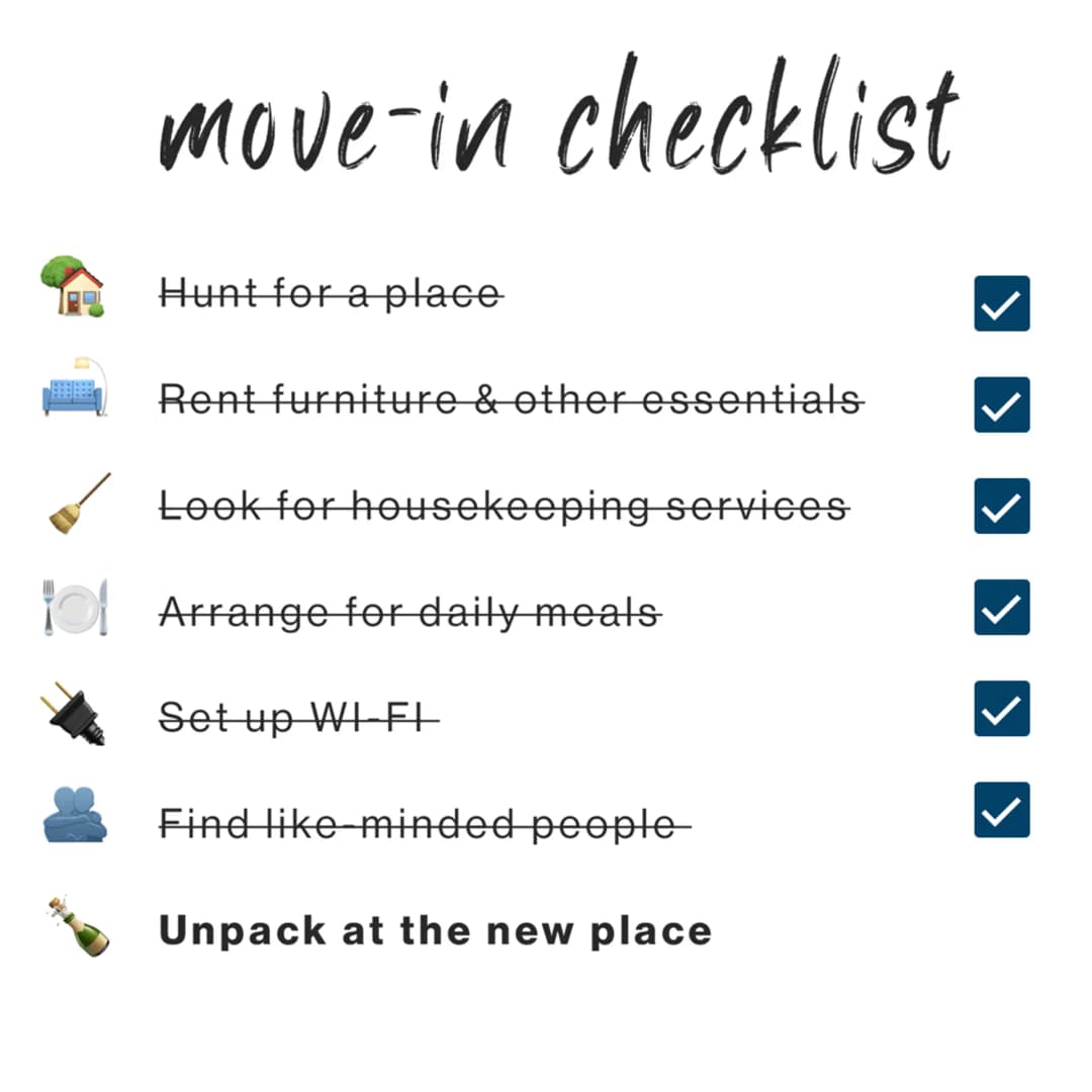 Checklist of ready-to-move amenities