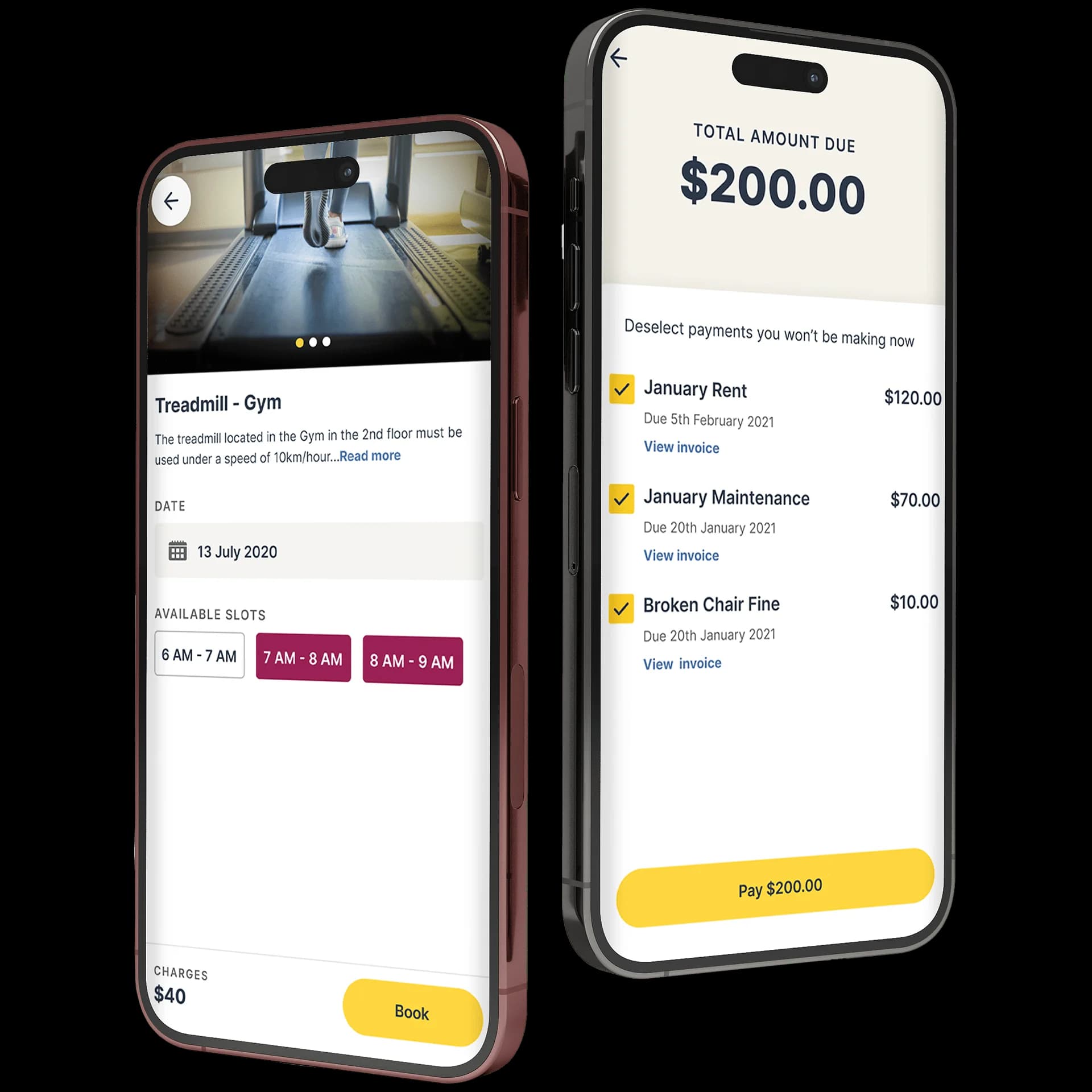 Manage rent and lease via app